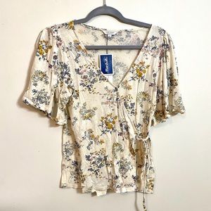 NWT Lucky Brand Floral Wrap Top